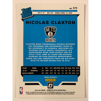 2019-20 Donruss Optic Nicolas Claxton Rated Rookie