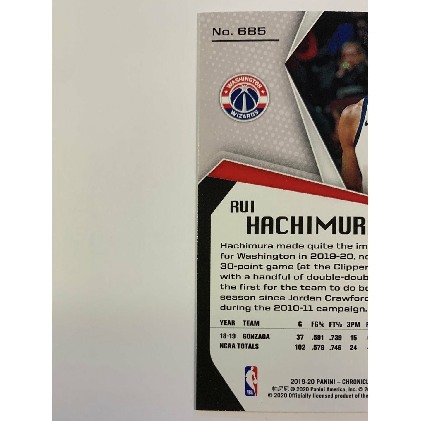 2019-20 Rookies And Stars Rui Hachimura RC