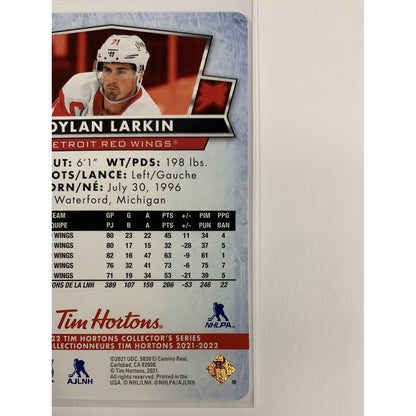  2021-22 Tim Hortons Red Die Cut Dylan Larkin  Local Legends Cards & Collectibles