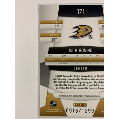  2010-11 Panini Certified Nick Bonino Freshman Signatures /1299  Local Legends Cards & Collectibles