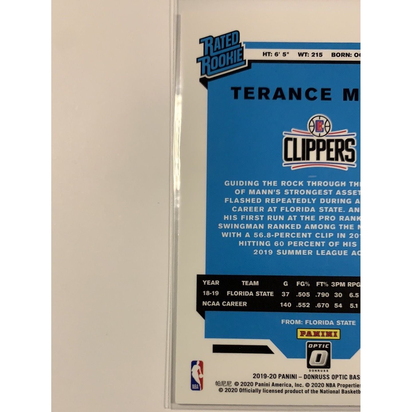  2019-20 Donruss Optic Terance Mann Rated Rookie  Local Legends Cards & Collectibles