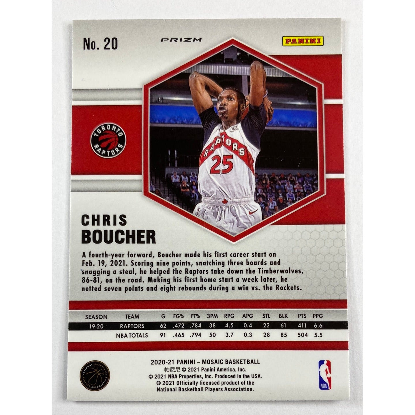 2020-21 Mosaic Chris Boucher Orange Reactive Prizm