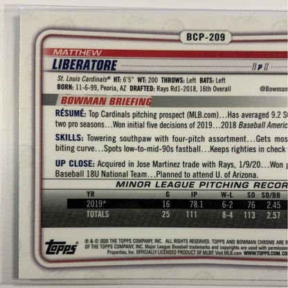  2020 Bowman Chrome Matthew Liberatore Mojo Refractor  Local Legends Cards & Collectibles