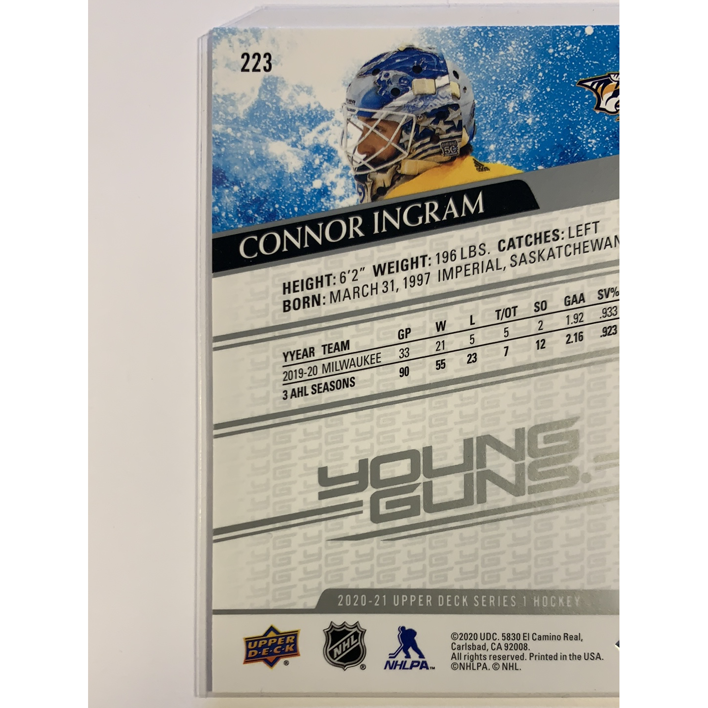  2020-21 Upper Deck Series 1 Connor Ingram Young Guns  Local Legends Cards & Collectibles