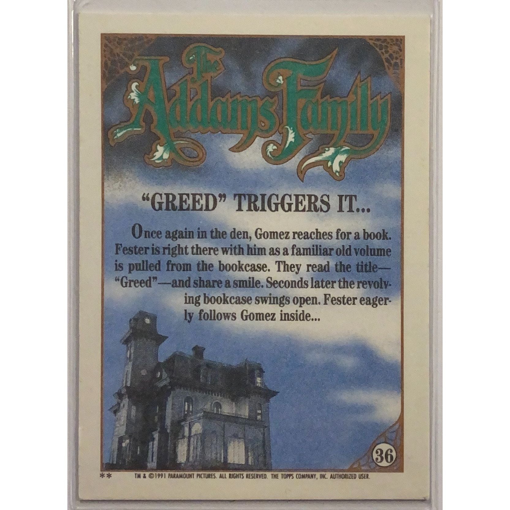  1991 Paramount Pictures The Adams Family “Greed” Triggers It… #36  Local Legends Cards & Collectibles