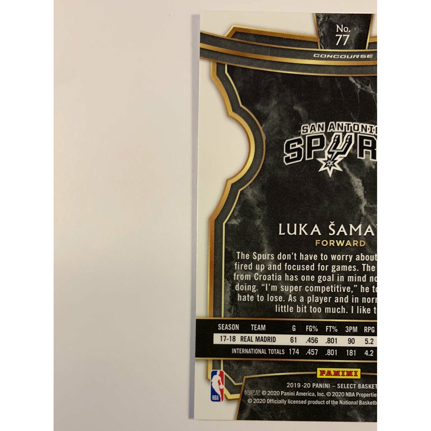 2019-20 Select Luka Samanic Concourse Level RC