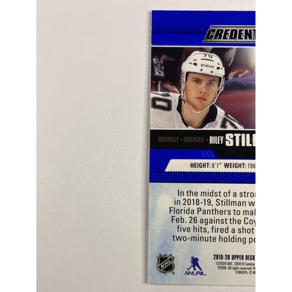 2019-20 Upper Deck Credentials Riley Stillman Debut Ticket Access /999