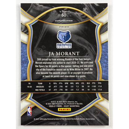 2020-21 Select Ja Morant Concourse Level Silver Holo Prizm