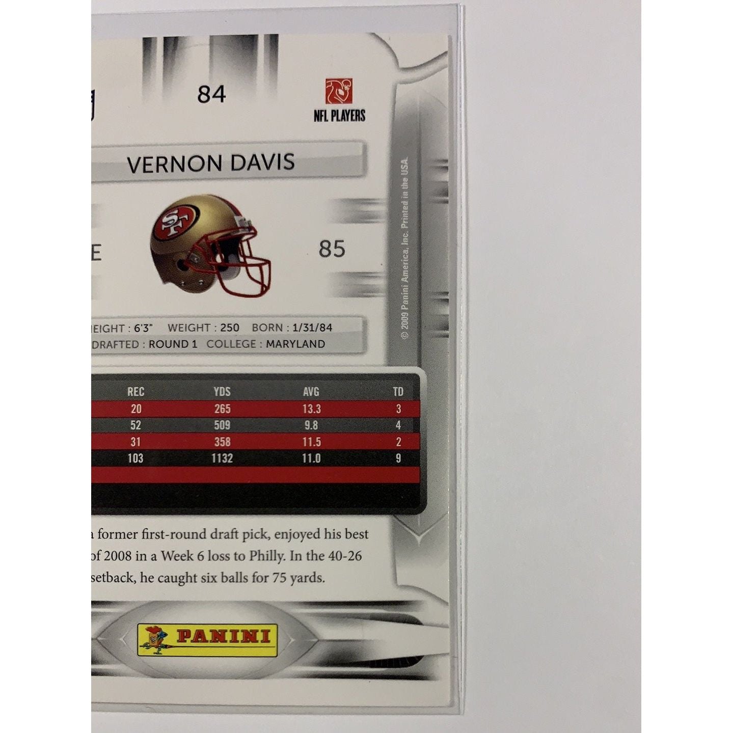  2009 Panini Vernon Davis Base #84  Local Legends Cards & Collectibles