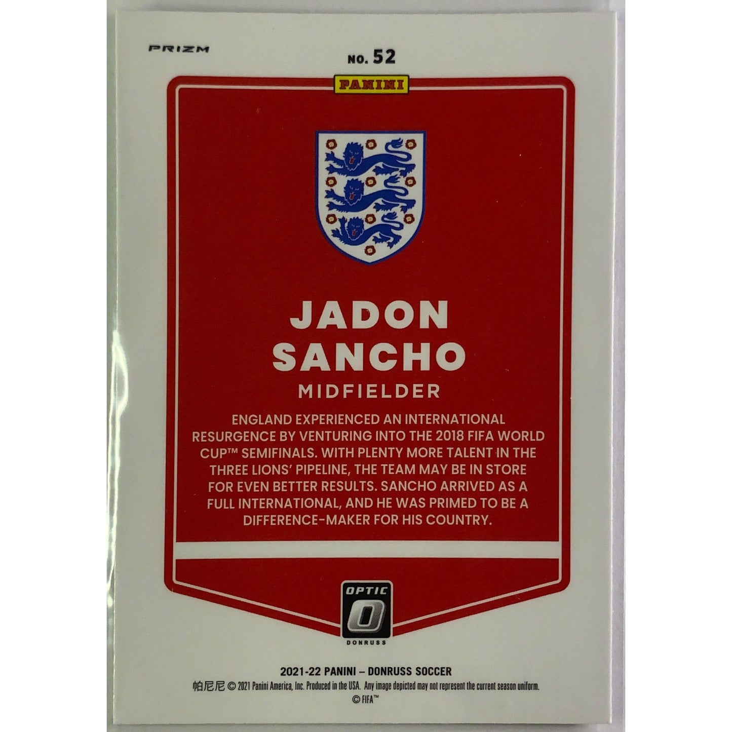 2021-22 Donruss Optic Jadon Sancho Silver Holo