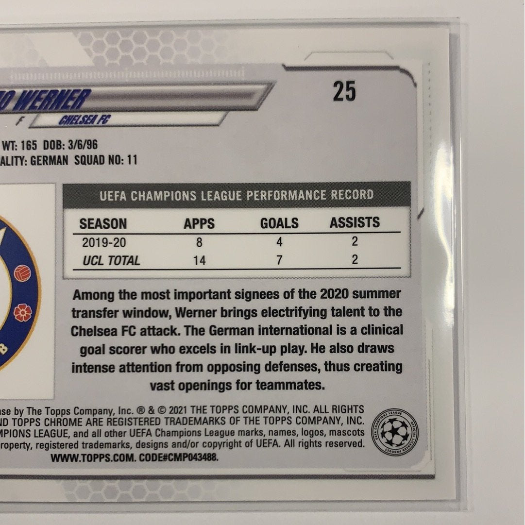  2021 Topps Chrome UEFA Champions League Timo Werner Base #25  Local Legends Cards & Collectibles