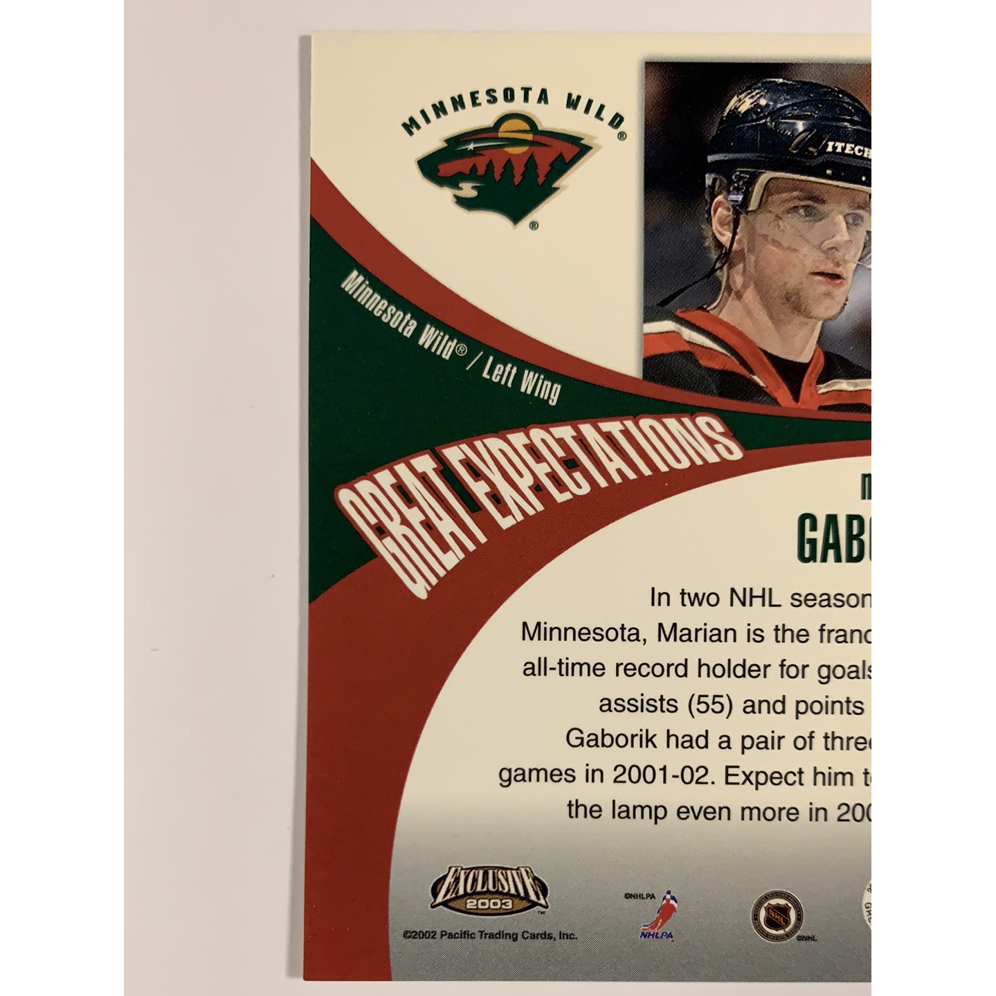  2002-03 Pacific Exclusive Marian Gaborik Great Expectations  Local Legends Cards & Collectibles