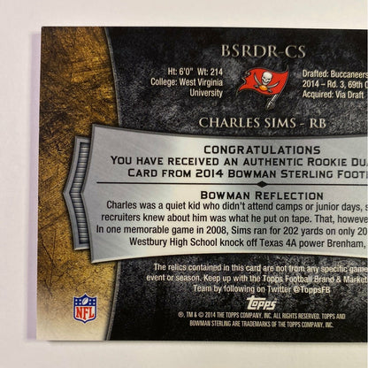 2014 Bowman Sterling Charles Sims Dual Patch
