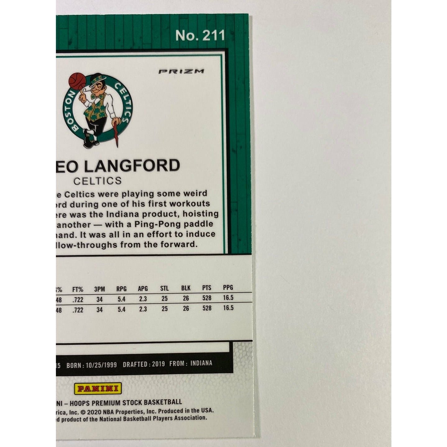 2019-20 Hoops Premium Stock Romeo Langford Silver Holo Prizm RC