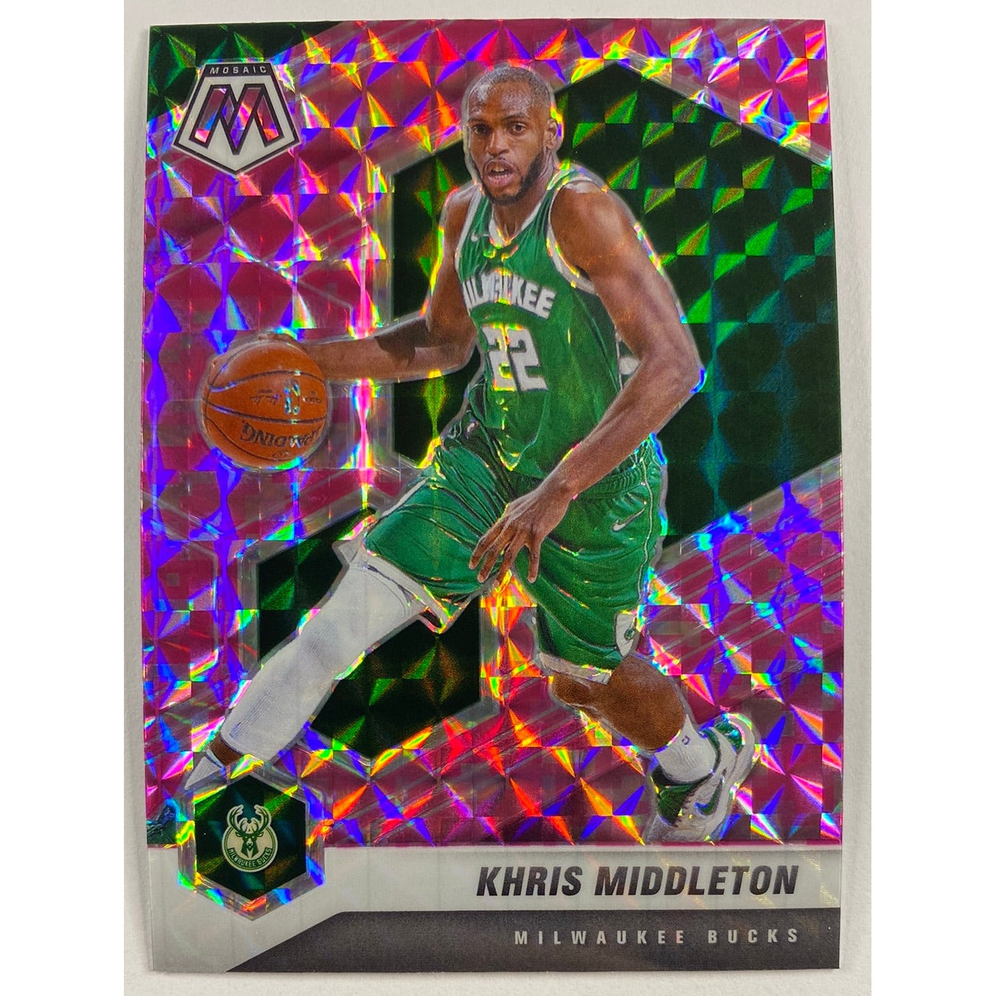 2020-21 Mosaic Khris Middleton Pink Mosaic Prizm