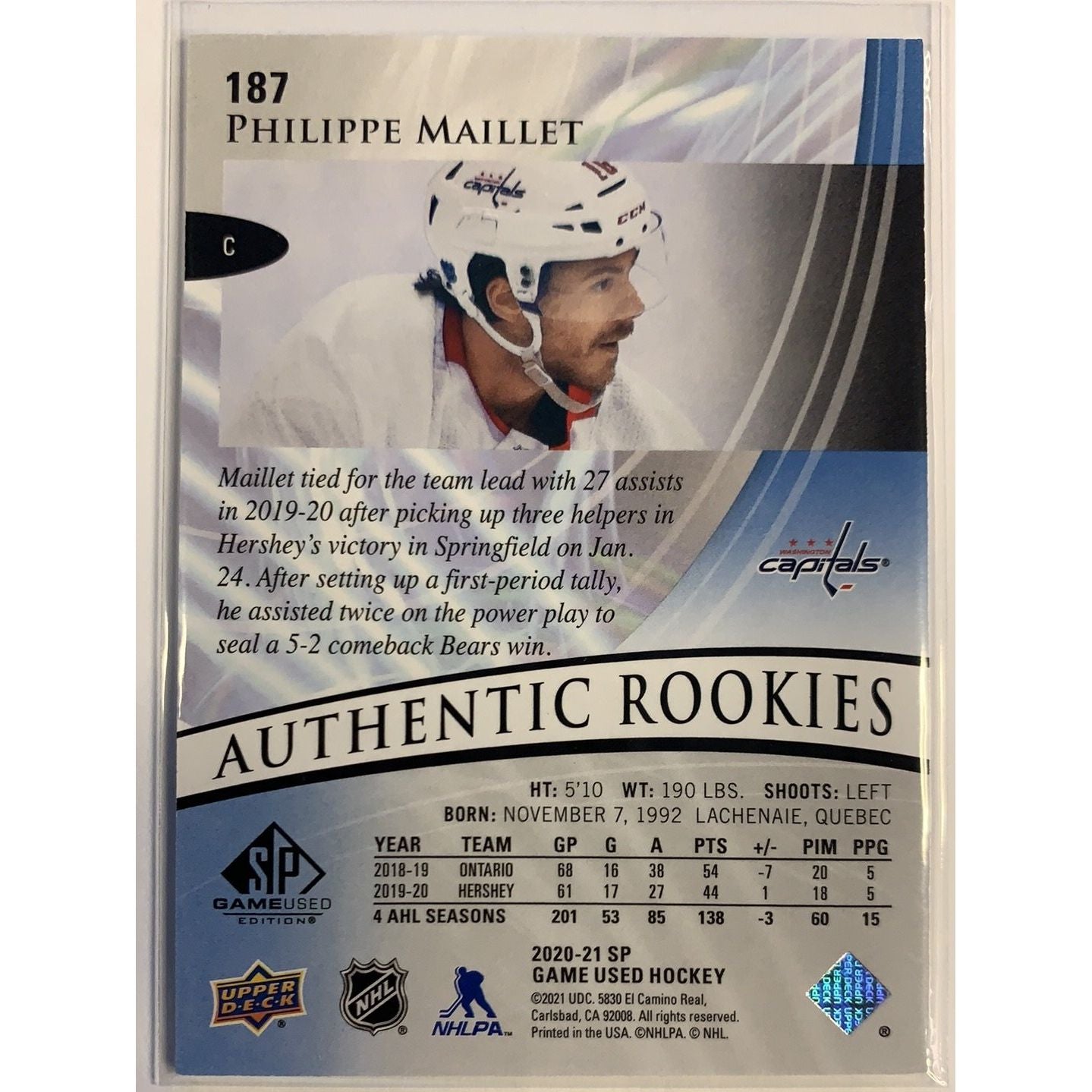  2020-21 SP Game Used Phillipe Maillet Authentic Rookies Blue Burst /199  Local Legends Cards & Collectibles
