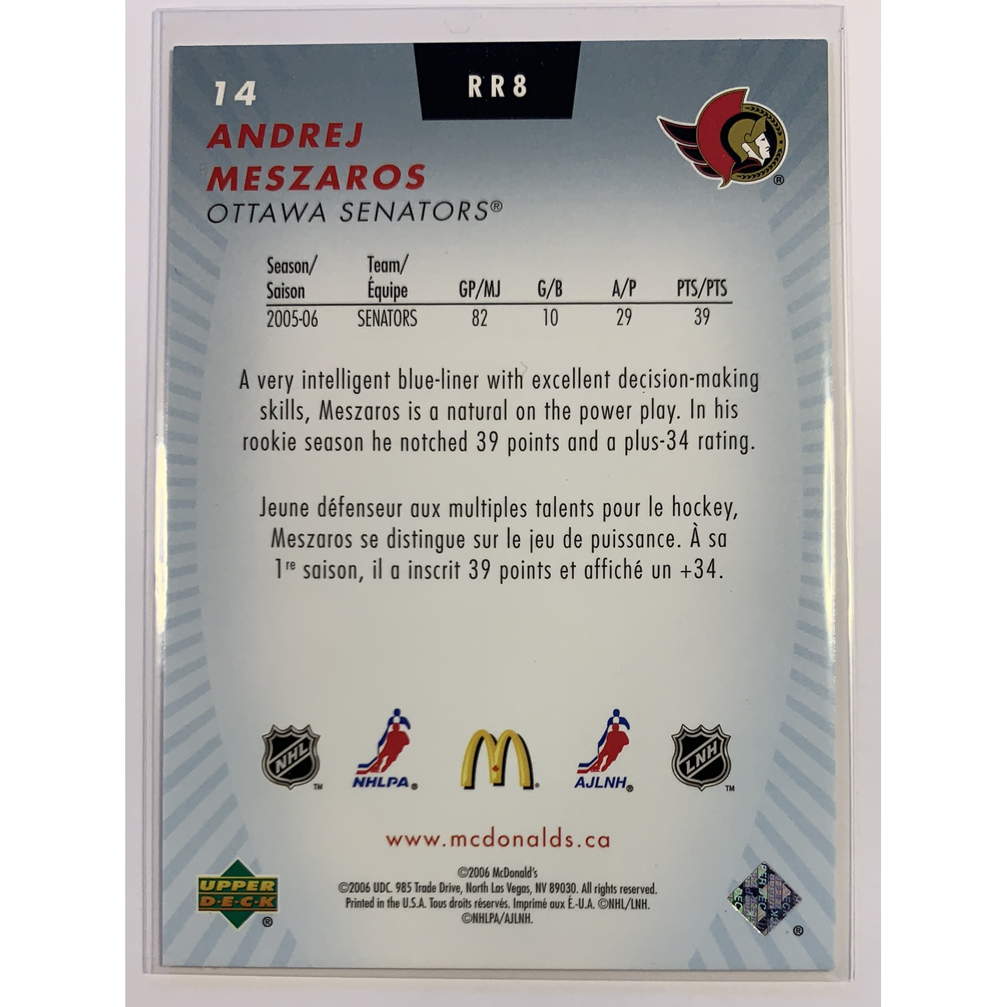  2006 Upper Deck McDonald’s Andrej Mezaros Rookie Review  Local Legends Cards & Collectibles