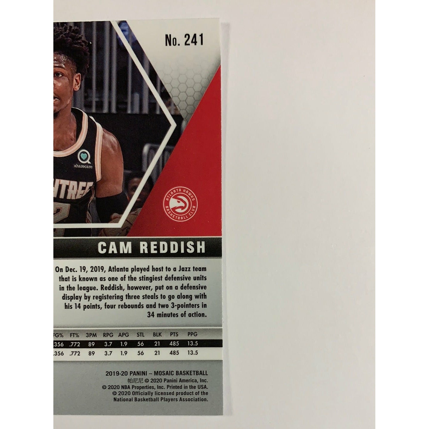 2019-20 Mosaic Cam Reddish Rookie Card