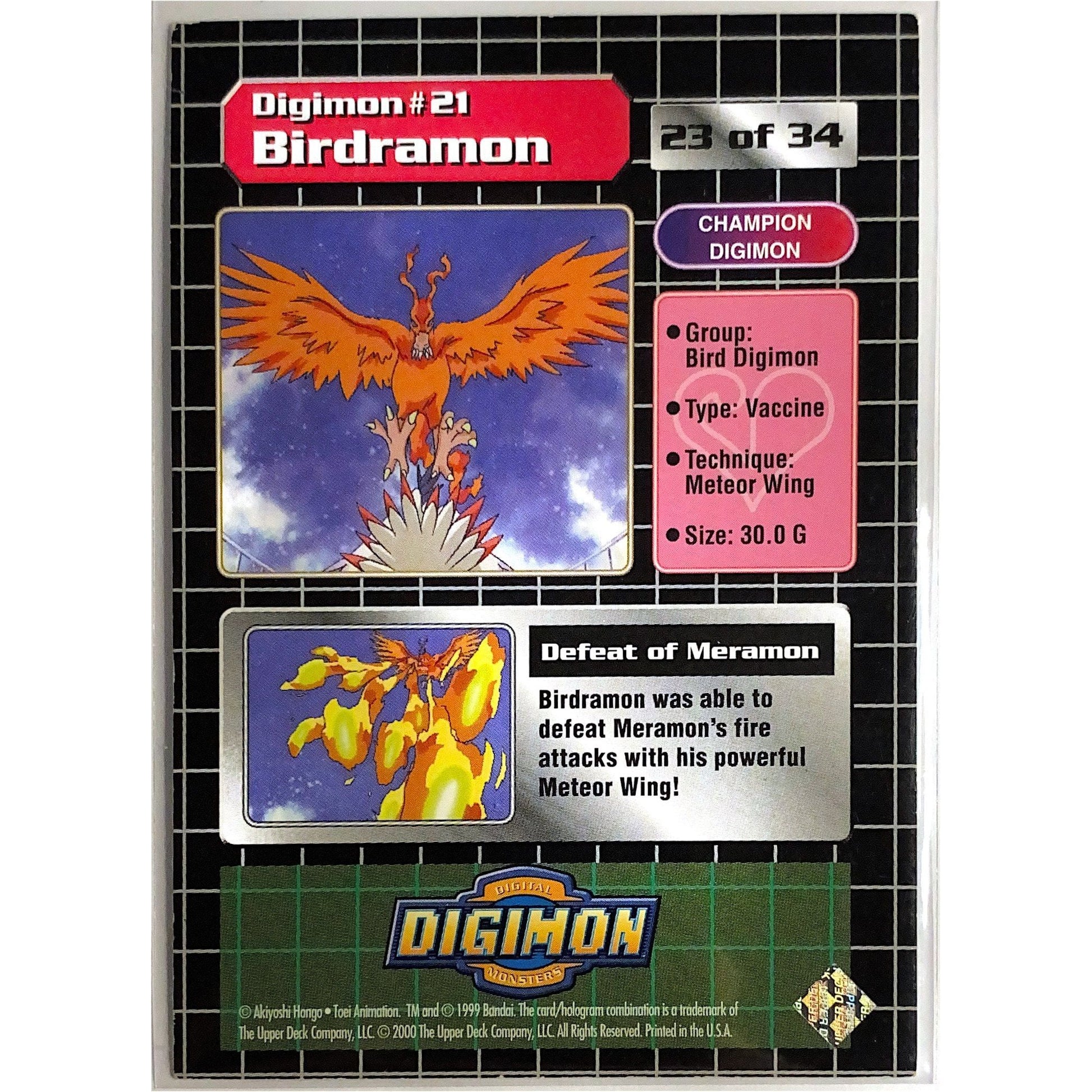  1999 Digimon Birdramon Holo Prizm 23 of 34  Local Legends Cards & Collectibles