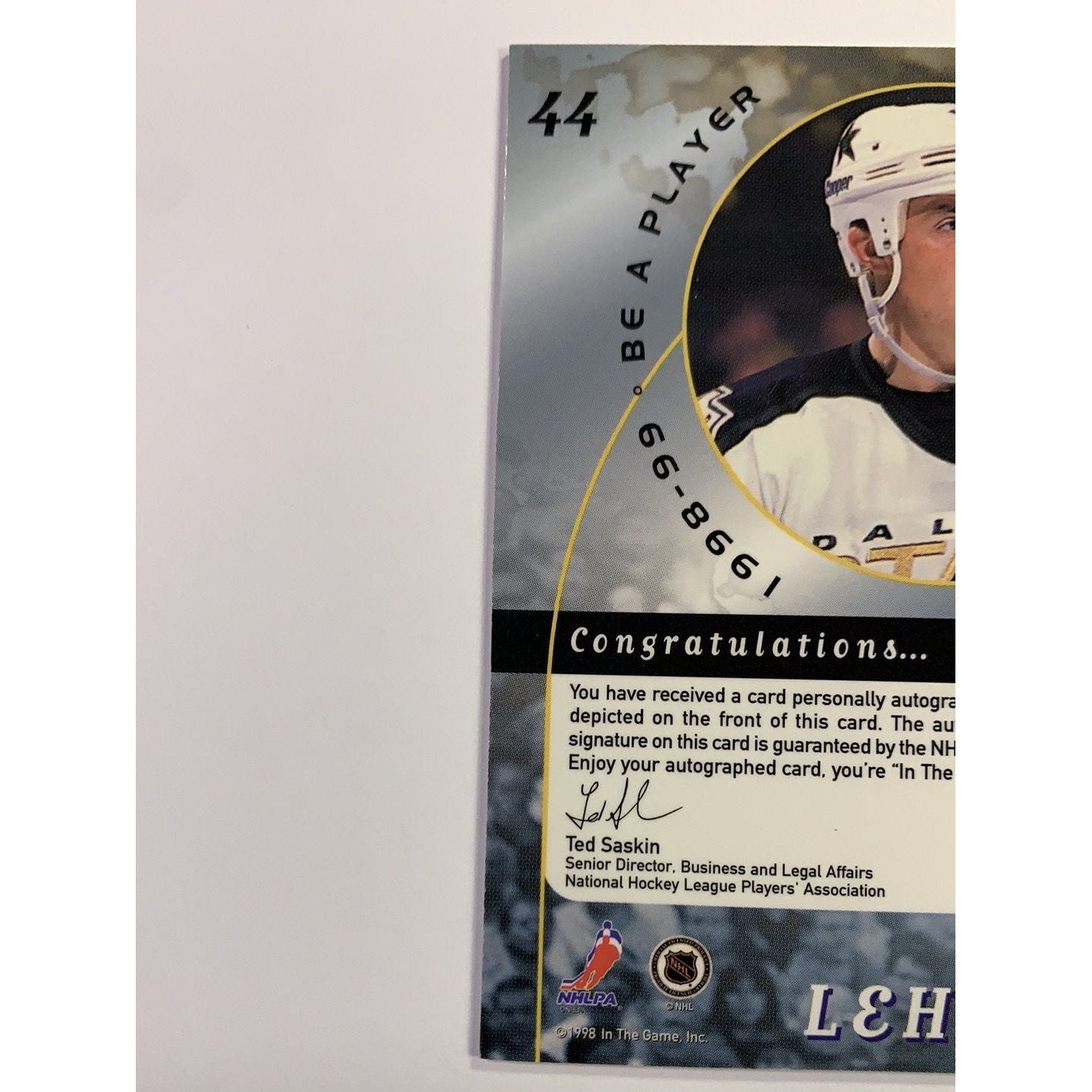  1998 ITG Be A Player Jere Lehtinen Auto  Local Legends Cards & Collectibles