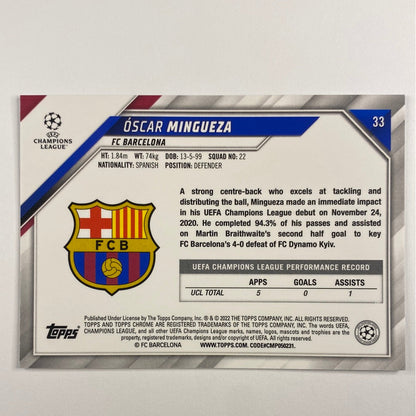 2022 Topps Chrome Oscar Mingueza RC | Local Legends Cards & Collectibles