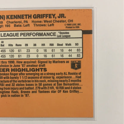  1990 Donruss Ken Griffey Jr. 2nd Year Card  Local Legends Cards & Collectibles