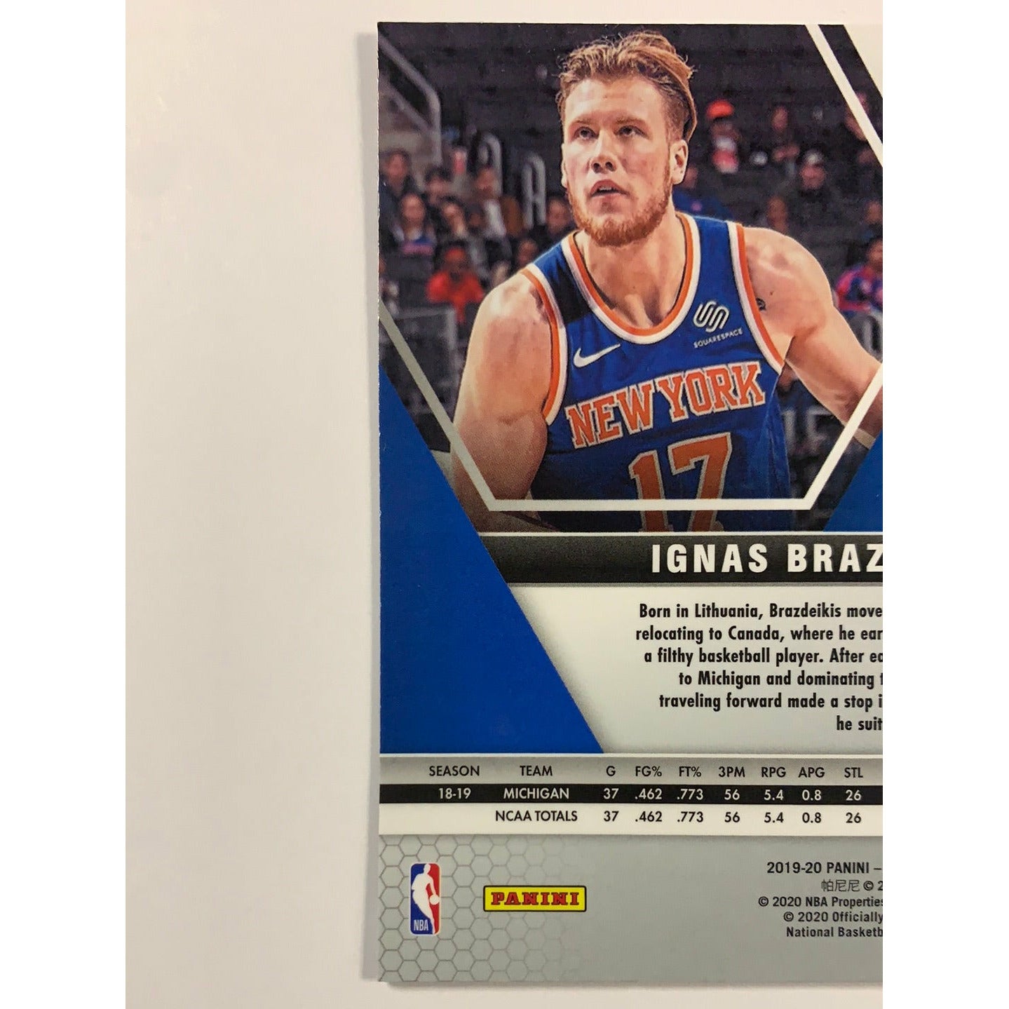 2019-20 Mosaic Ignas Brazdeikis Blue Reactive Prizm