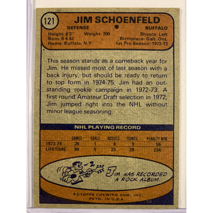  1974-75 Topps Jim Schoenfeld In Person Auto  Local Legends Cards & Collectibles