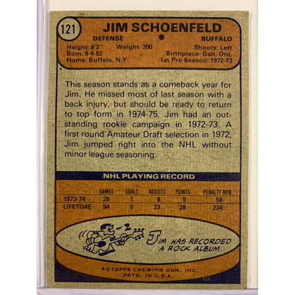 1974-75 Topps Jim Schoenfeld In Person Auto  Local Legends Cards & Collectibles