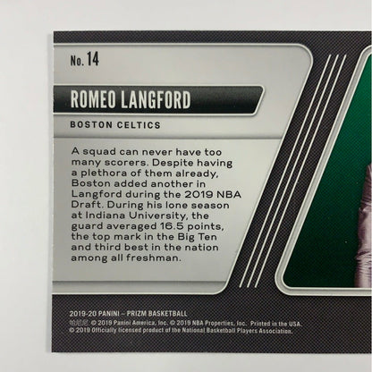 2019-20 Prizm Romeo Langford Luck Of The Draft