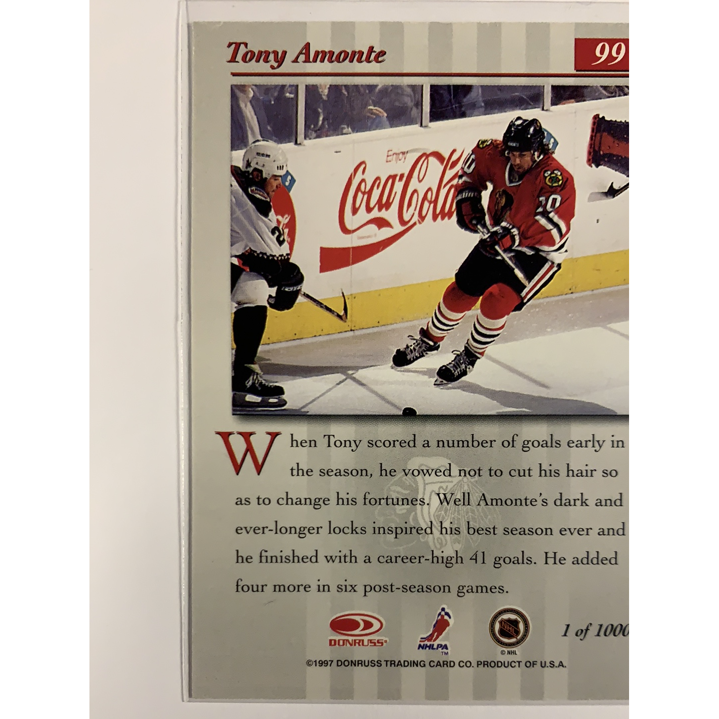  1997 Donruss 97-98 Studio Tony Amonte Press Proof 1 of 1000  Local Legends Cards & Collectibles