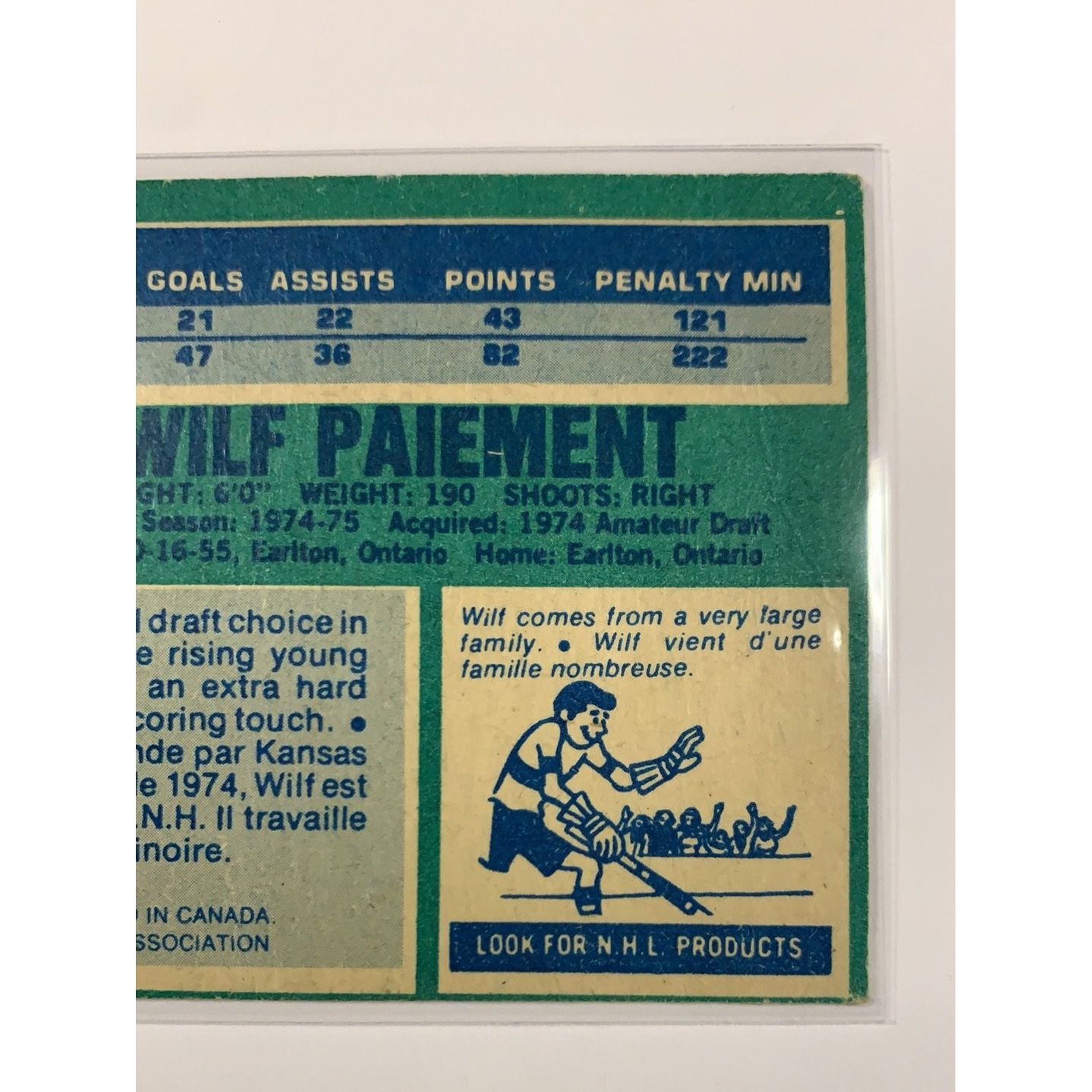  1976-77 O-Pee-Chee Wilf Paiement 3rd Year Card  Local Legends Cards & Collectibles