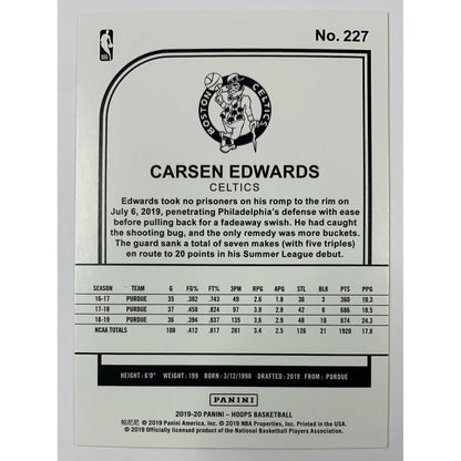 2019-20 Hoops Carsen Edwards Rookie Card