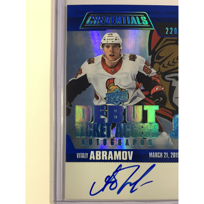  2019-20 Upper Deck Credentials Vitaly Abramov Debut Ticket Access Autographs Rookie Card  Local Legends Cards & Collectibles