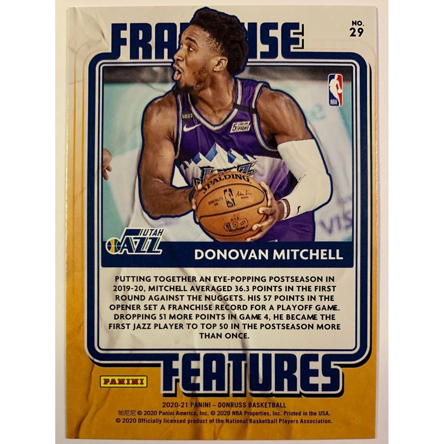 2020-21 Donruss Donovan Mitchell Franchise Features