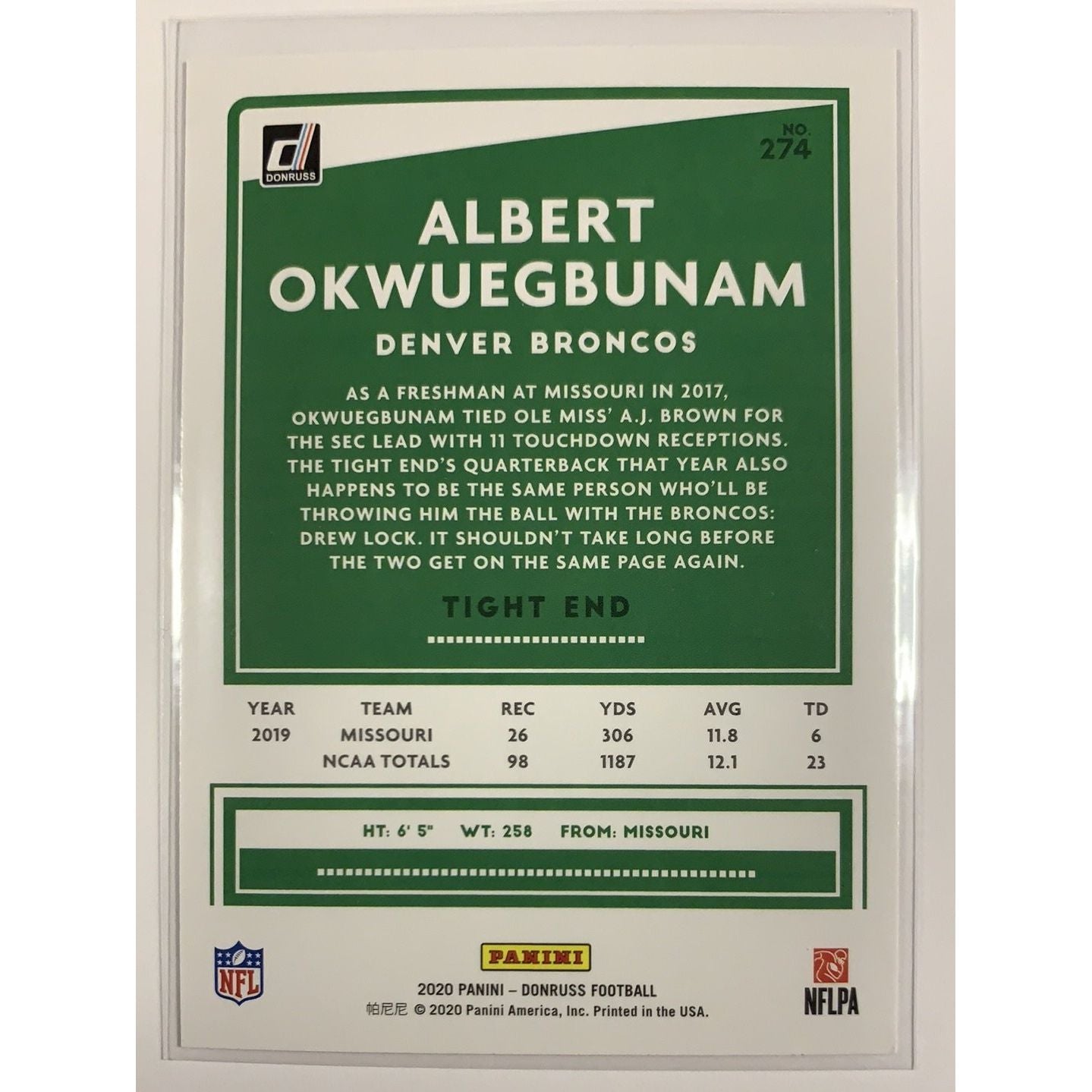  2020 Donruss Albert Okwuegbunam Red Press Proof RC  Local Legends Cards & Collectibles