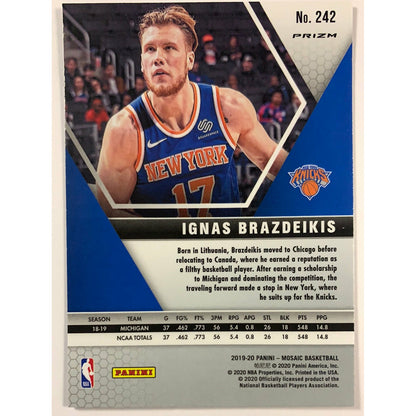 2019-20 Mosaic Ignas Brazdeikis Blue Reactive Prizm
