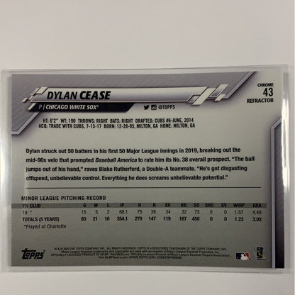  2020 Topps Chrome Dylan Cease RC Sepia Refractor  Local Legends Cards & Collectibles