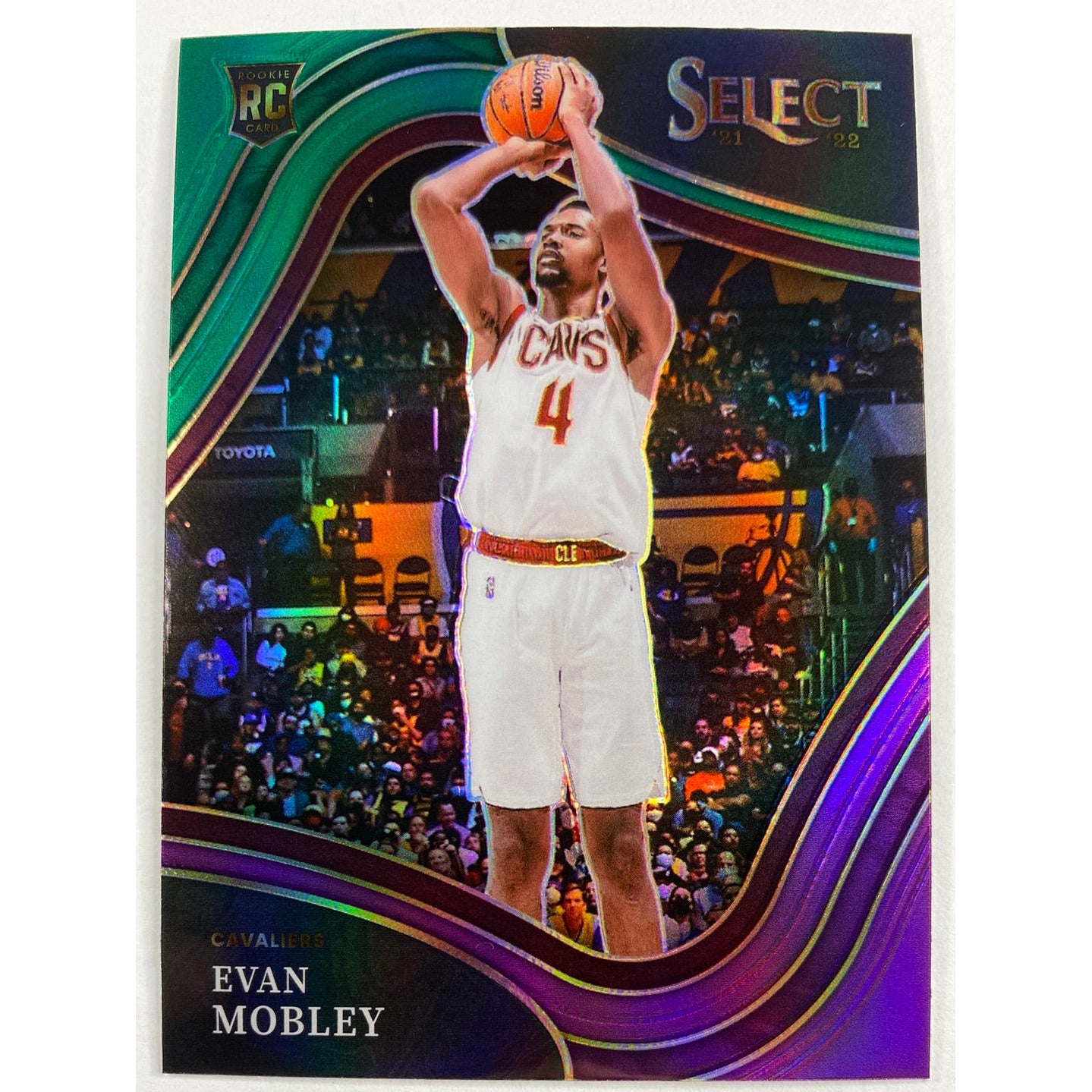 2021-22 Select Evan Mobley Courtside Green White Purple Holo Prizm RC
