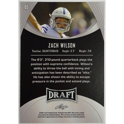 2021 Leaf Draft Zach Wilson RC