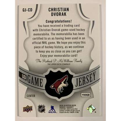  2018-19 Upper Deck Christian Dvorak Game Jersey  Local Legends Cards & Collectibles