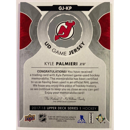 2017-18 Upper Deck Series 1 Kyle Palmieri UD Game Jersey