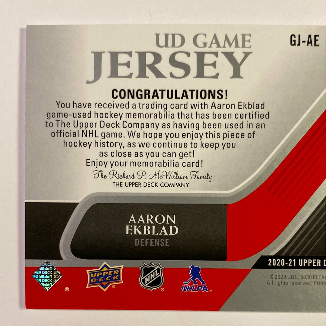 2020-21 Upper Deck Series 1 Aaron Ekblad UD Game Jersey