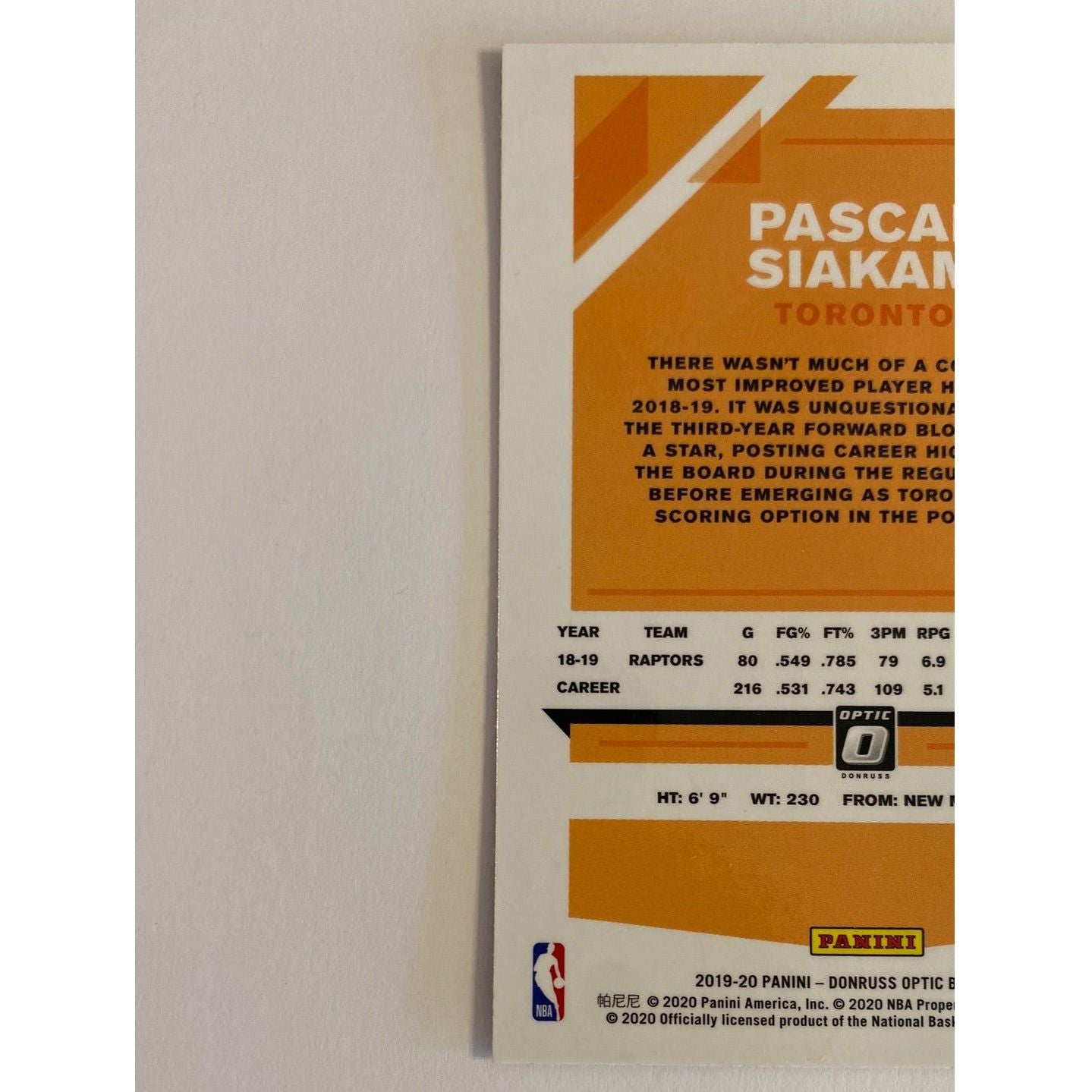 2019-20 Donruss Optic Pascal Siakam Purple Shock Prizm