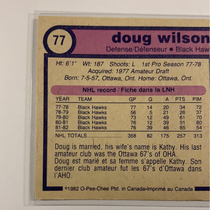  1982-83 O-Pee-Chee Doug Wilson Base #77  Local Legends Cards & Collectibles
