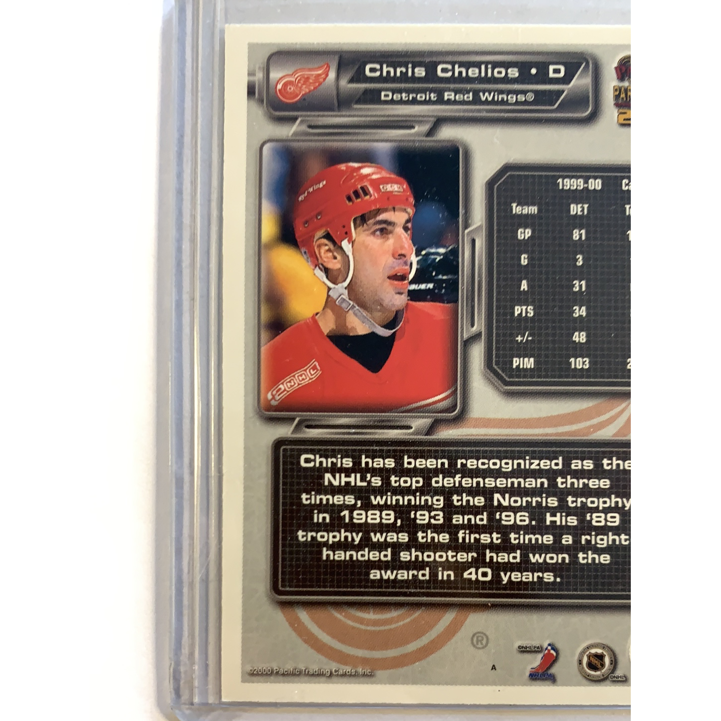  2000-01 Pacific Paramount Chris Chelios Gold Holo /74  Local Legends Cards & Collectibles