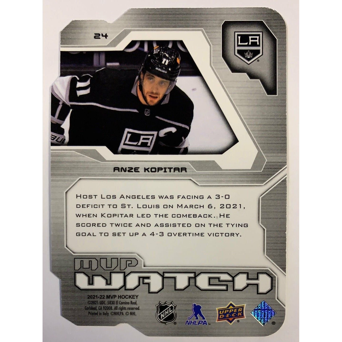  2021-22 MVP Anze Kopitar Colours and Contours MVP Watch /250  Local Legends Cards & Collectibles
