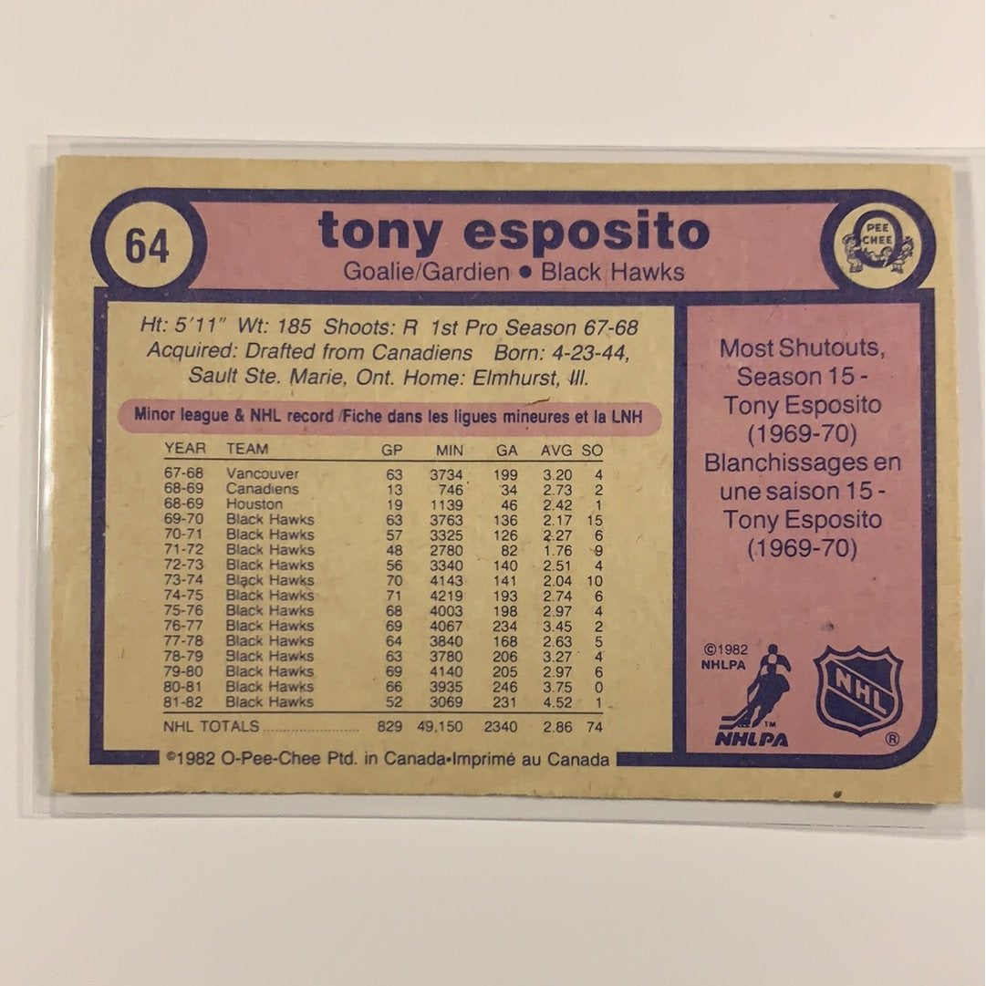  1982-83 O-Pee-Chee Tony Esposito Base #64  Local Legends Cards & Collectibles
