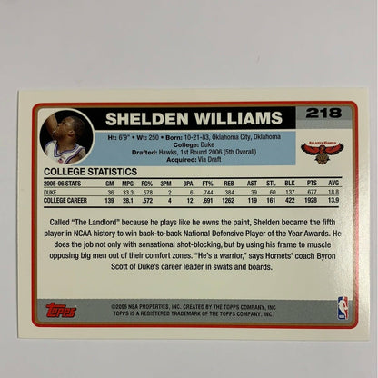 2006 Topps Sheldon Williams Rookie Card
