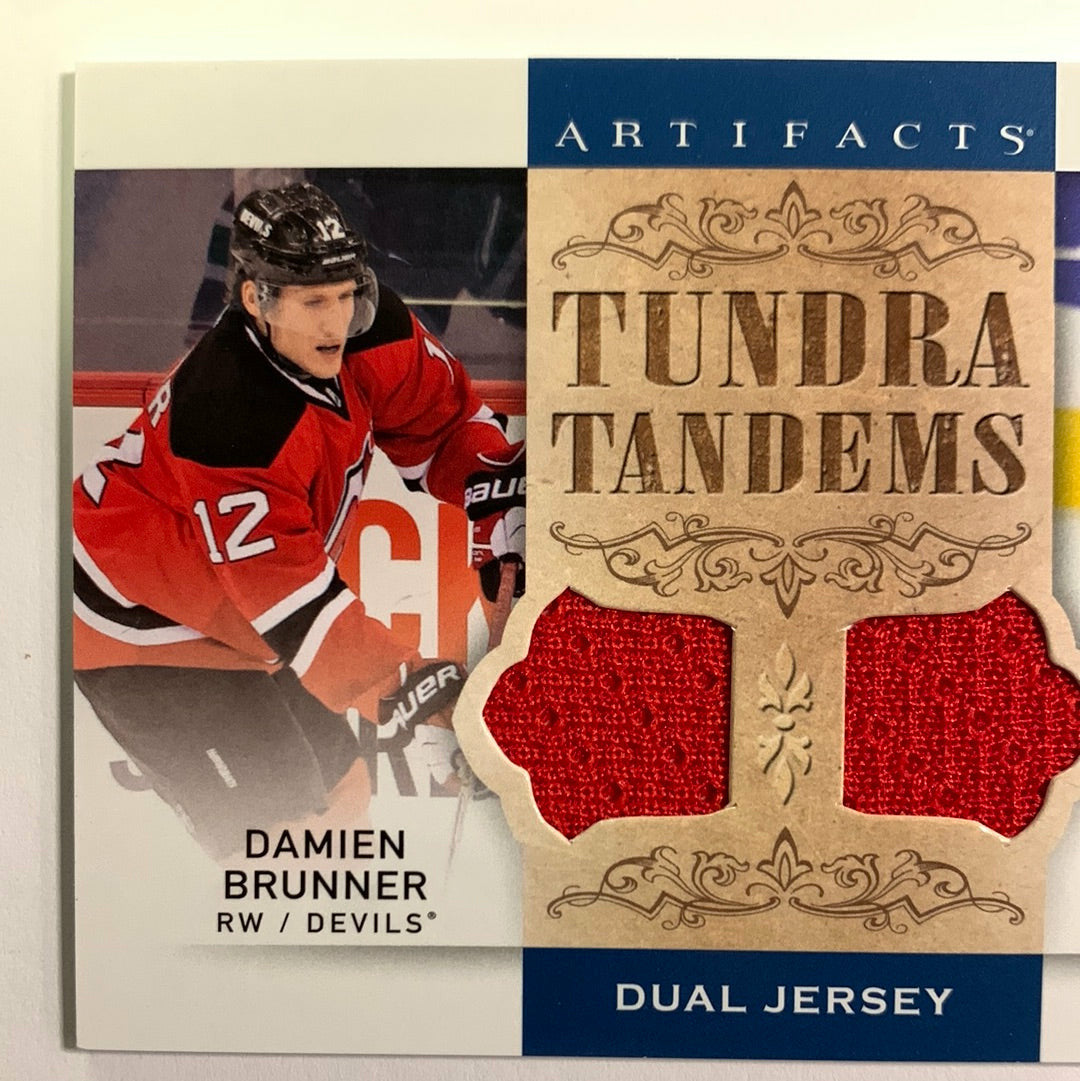 2014-15 Artifacts Damien Brunner Adam Henrique Tundra Tandems Dual Jersey